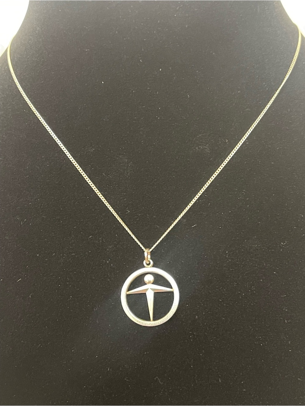 Vintage Tiffany and Co Sterling Silver Manpower Pendant Necklace 16” Chain
